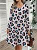 Spring Autumn Women Dress Casual Long Sleeve O-neck 3D Print Loose A-Line Dress Oversized Home Wear Robe