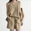 Spring and Summer Fashion Vest Top Loose Shorts Thin Two-piece Set