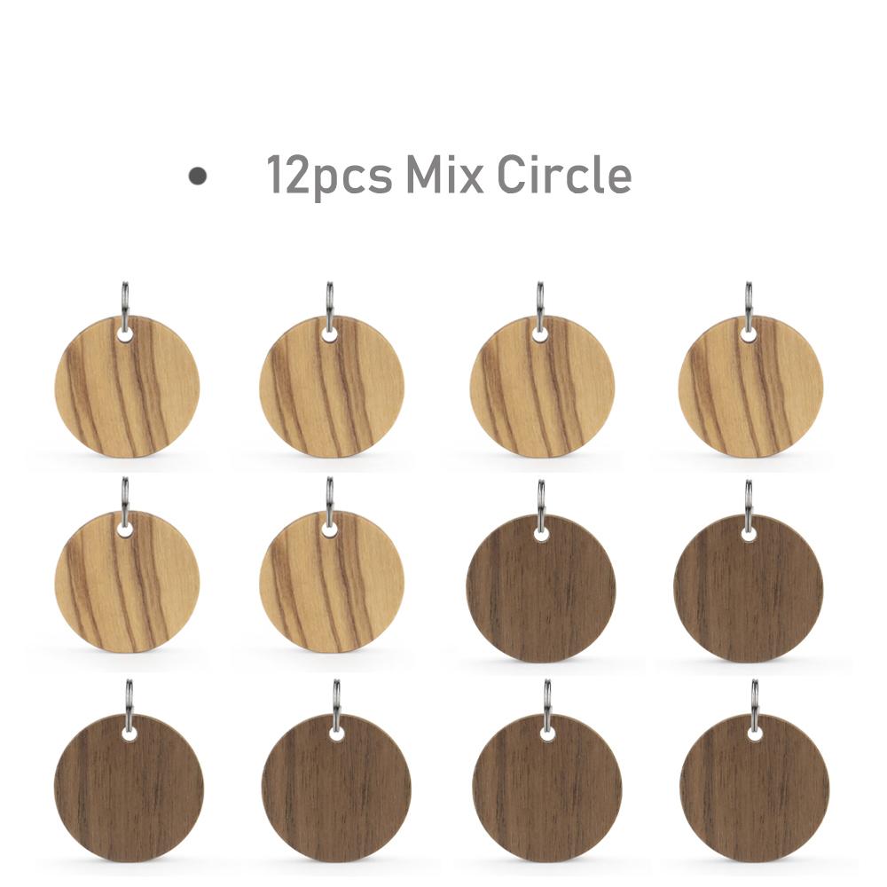 12pcs Wholesale Cat Collar Accessory Wood Dog Bone Puppy Blank Nameplate Round Tags For Dogs Keyrings