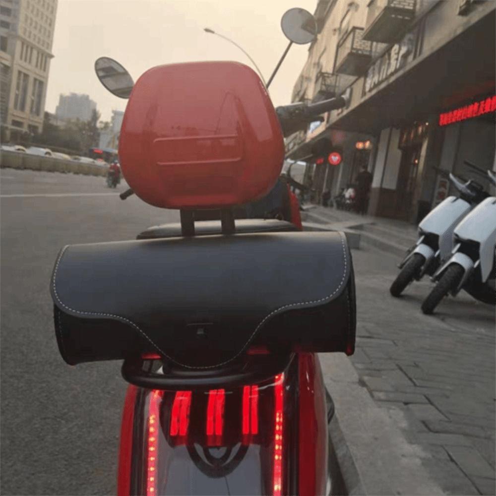 PU Leather Handlebar Hanging Bag Waterproof Front Fork Barrel Bag Motorcycle Tool Bag Storage