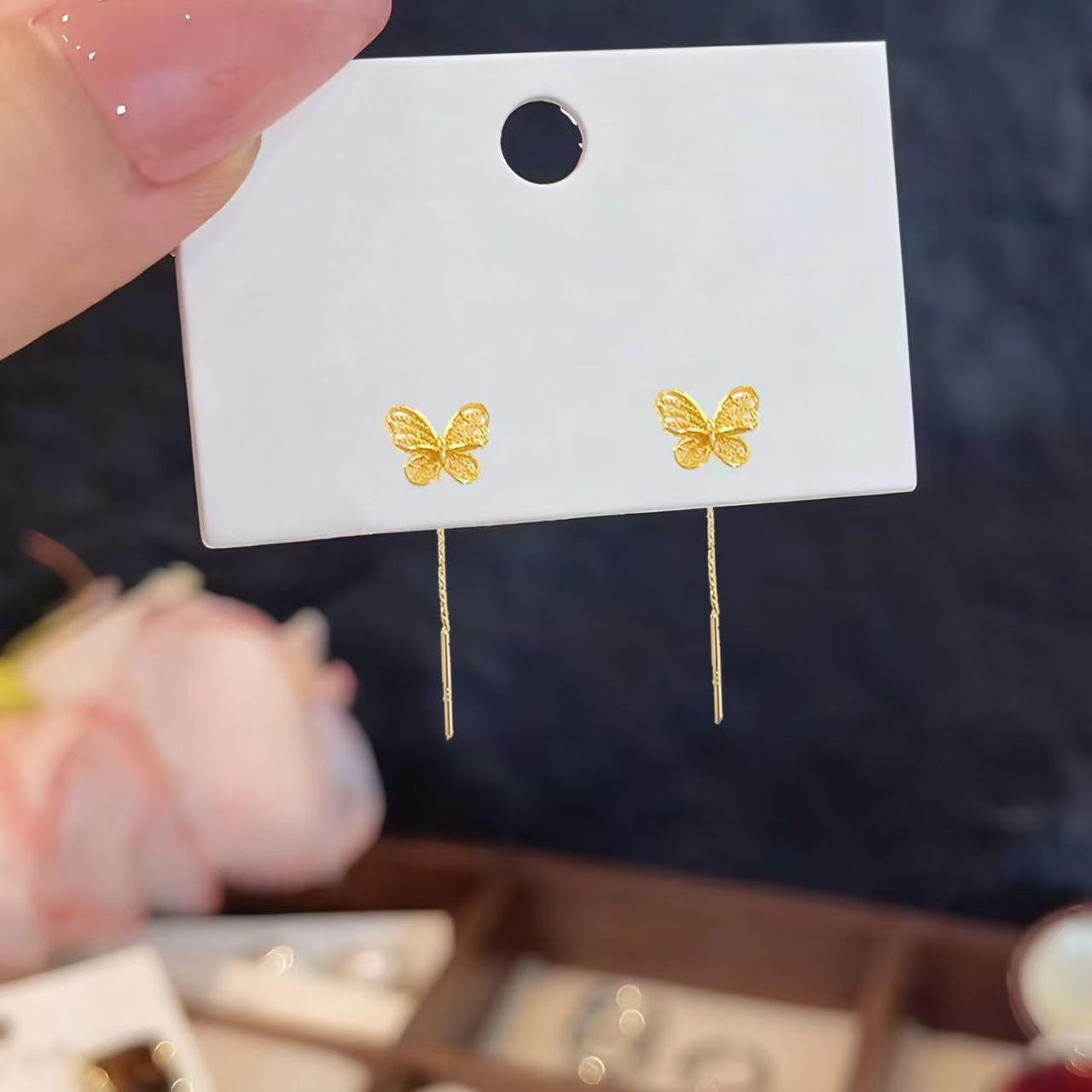 

Elegant Butterfly Tassel Ear Wire Earrings for Women - High-End Design with Niche Appeal