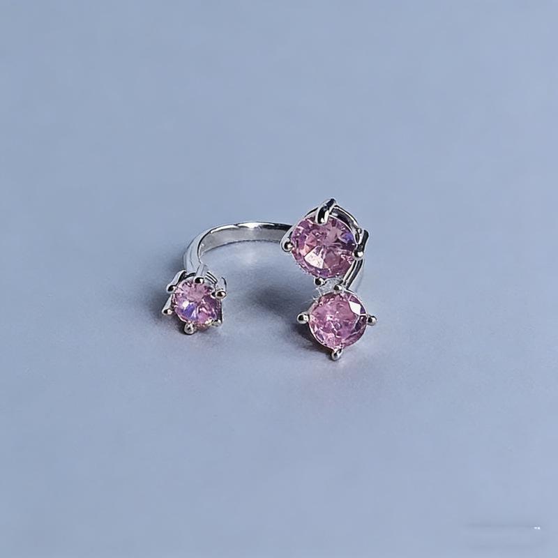 Minimalist Luxury Colored Zircon Adjustable Open Ring for Women – Fashionable High-End Design.