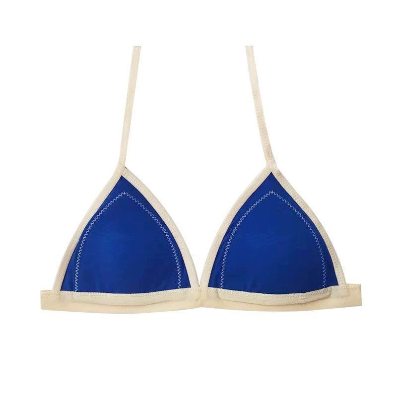 Simple Triangle Cup Wire-Free Bra for Women Thin Strap Backless Breathable Sexy Seamless Bra for Big Breasts To Look Smaller with Thin Cup