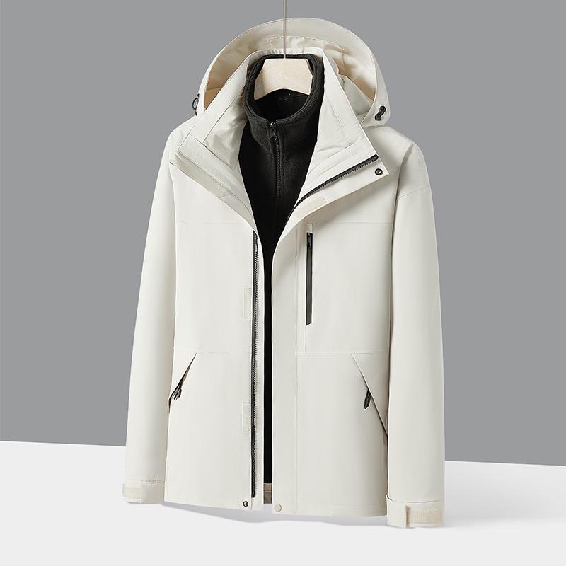 Men's & Women's Three-in-One Hooded Outdoor Jacket - Autumn/Winter Color Block Coat