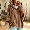 Women's 3/4 Sleeve Velvet Hoodie Color Casual Pullover Top