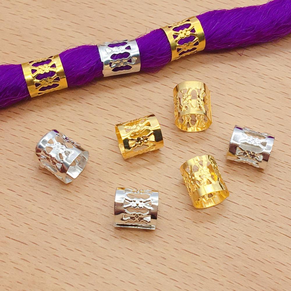 50pcs Charm Hair Rings Golden Hair Braid Tubes African Dreadlocks Beads  for Women Girls