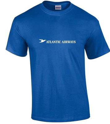 Atlantic Airways White Logo Faroese Airline Royal Blue Cotton T-Shirt