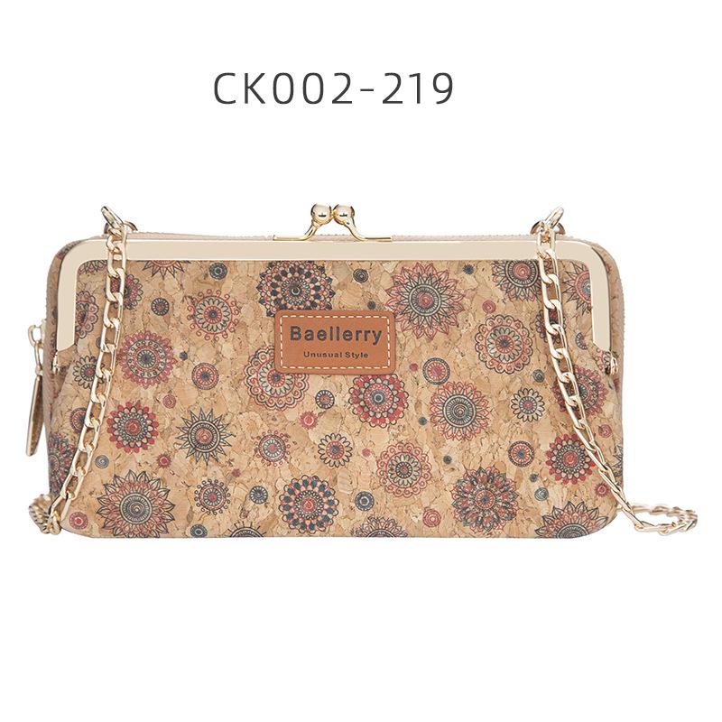 Baellerry Women's Long Purse Fashion Cell Phone Bag Printed Wallet with Metal Chain Multifunctional Crossbody Bag