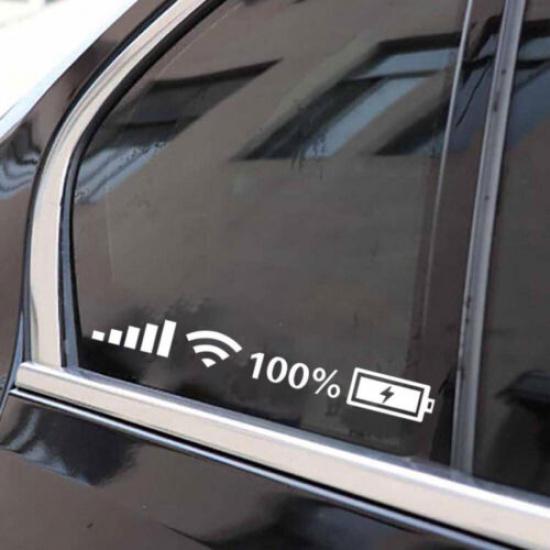 Reflective Sticker Funny Wifi Battery Level Signal Vinyl Decals Car Accessories