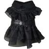 Pet Dog Cat Wednesday Dress Addams Costume Cosplay Cute Puppy Kitten Black Coat Clothes with Belt Halloween Party Dress Up Pretend Play for Small