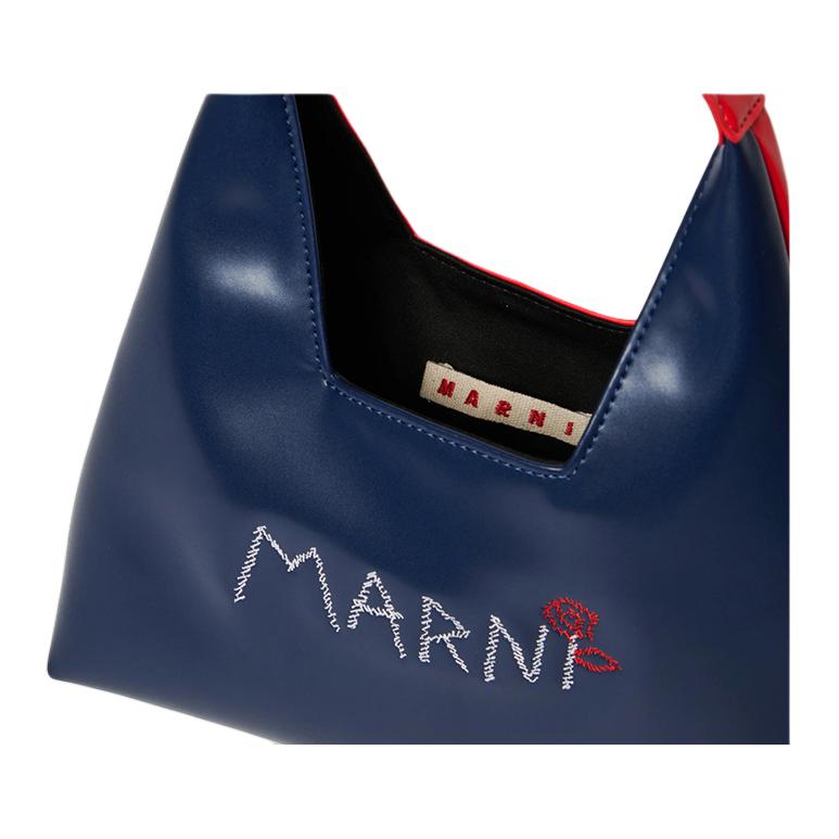 Marni Diamond Logo Print Reversible Open Design Tote Bag Women Handbags Blue Red M01478M00TK0M803