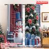 2pcs 2D Flat Printing Merry Christmas Party Curtains Merry Christmas Snowman Winter Gifts Polyester Fabric Without Electricity