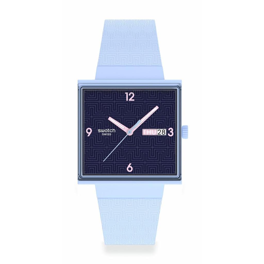 Swatch Square Bioceramic Bright Angle Watch, SO34L701, Unisex, Blue