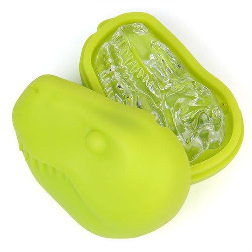 Calorata Tyrannosaurus Rex Skull Ice Tray (Green) Silicone Ice Cube Tray (Microwave/Dishwasher Safe) Chocolate Mold for Baking (Heat Resistant) Dinosa