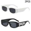 2PCS Small Frame Letter Sunglasses New Instagram Influencer Sunglasses Punk Trend Runway Sunglasses 3059(5326)
