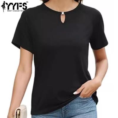 Women's Fashion Casual Summer Spring Solid Color Print Short Sleeve O-Neck Blouses & Shirts