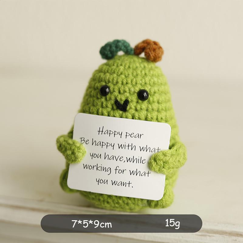 Mini Positive Energy Potatoes Hug Pocket Handmade Plush Wool Knitting Doll With Card Funny Christams Gifts Home Room Decoration