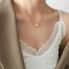 Korean Style Fresh Zircon Butterfly Pendant Necklace - Titanium Steel Clavicle Chain
