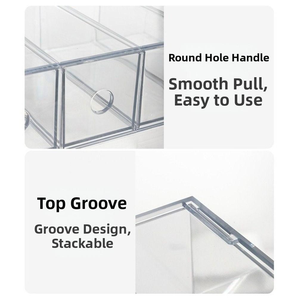 Clear Plastic Drawer Organizer Stackable Pencil Holder Stationery Storage Box  Sundry