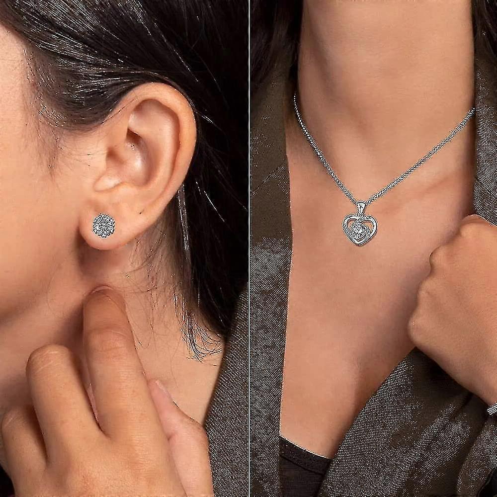 Eternal Real Rose With Heart Necklace And Earrings, Infinity Roses, Jewellery Gift Box, Rose Box, Birthday, Valentine's Day
