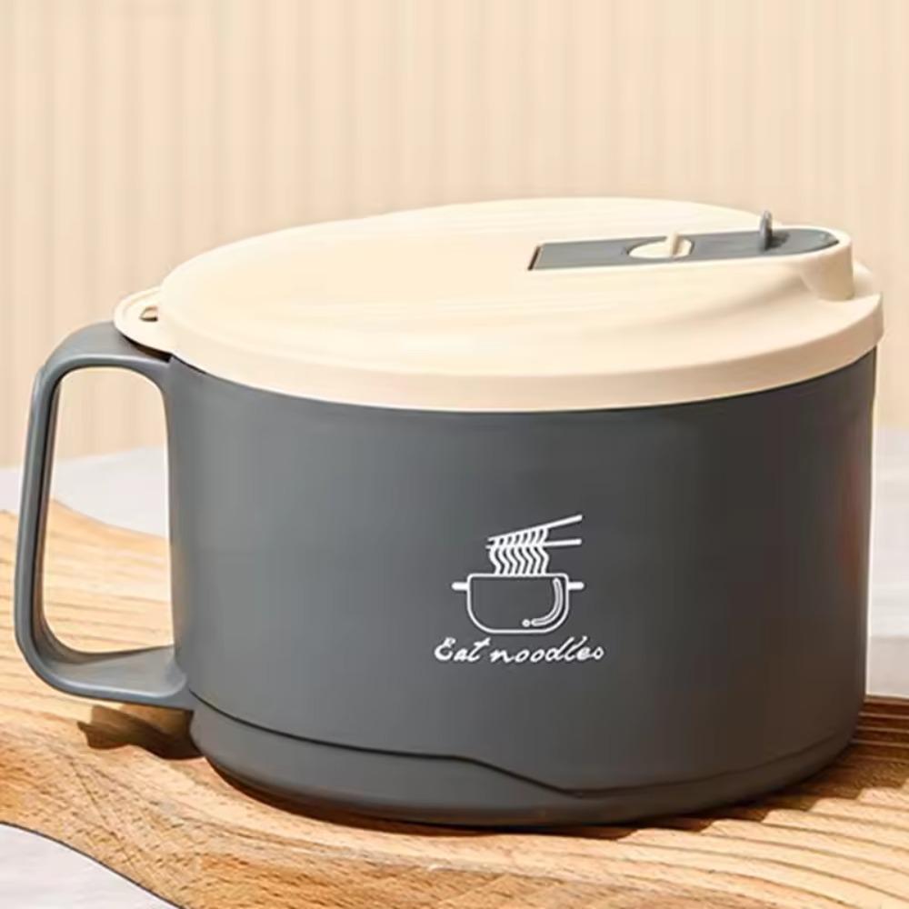Large Capacity Stainless Steel Salad Bowl Filterable Design Lid Ramen Bowl  Dormitories