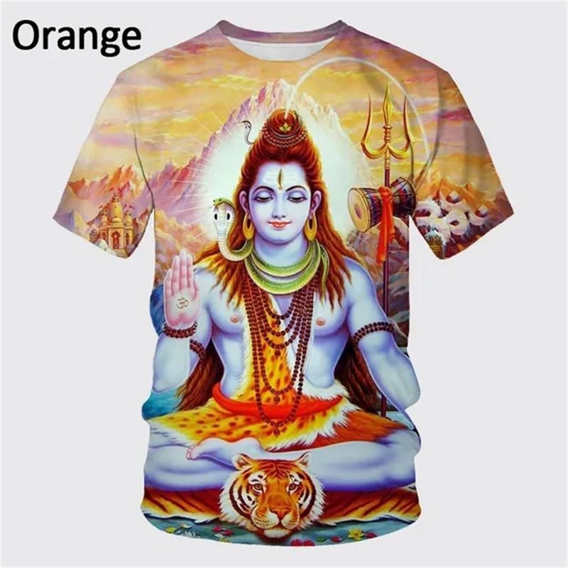 Neueste Mode Hindu Gott Lord Shiva 3D Gedrucktes Herren Damen T-Shirt Sommer Cool Persönlichkeit Lässig Rundhals Kurzarm Oberteile