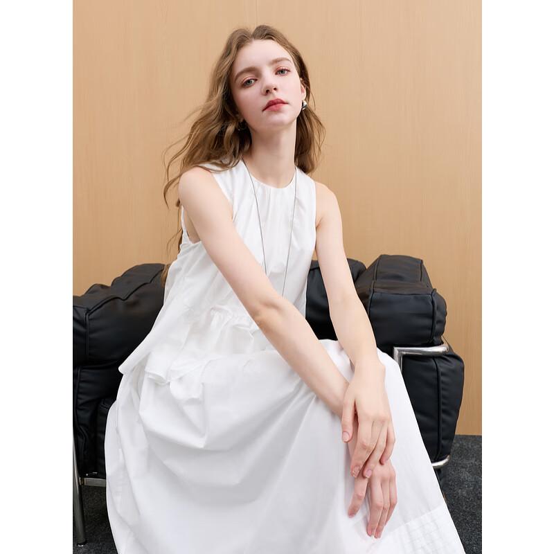 Sancai Summer Round Neck Sleeveless Faux Two-Piece Dress