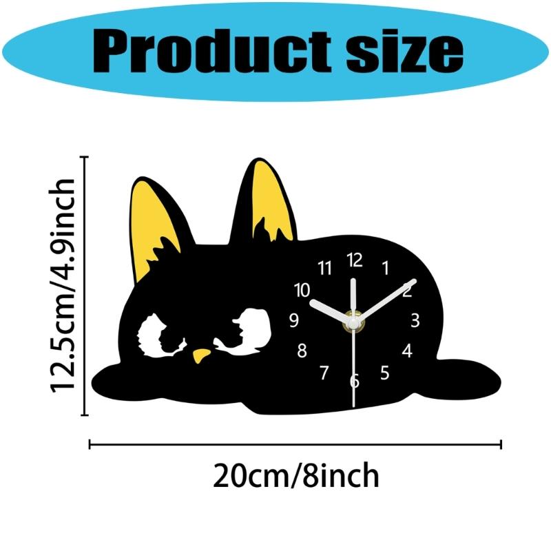 Small Cats Desk Clock Decorative Table Clocks None Ticking Silents Clock Analog Clocks for Nursery Living Room Bedroom