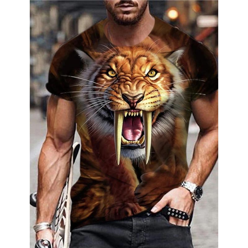 Bear Wolf 3D T-Shirt For Man Animal Pattern Men's Print Streetwear Short Sleeve T Shirts Oversized Harajuku Tees Tops Clot