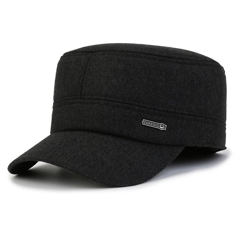 Men Letters Classic Warm Flat Cap Winter Ear Protection Thickened Travel Outdoor