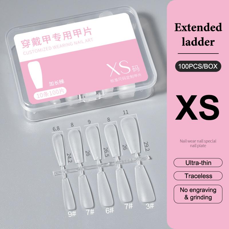 100Pcs/Box Xs/S/M Fake Nails No Polishing No Trace Press On Nails Clear Artificial Thin Nail Tips For Nail Extension Home Diy