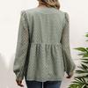 Autumn Women's Cross Border Solid Colour Long Sleeve Jacquard Shirt