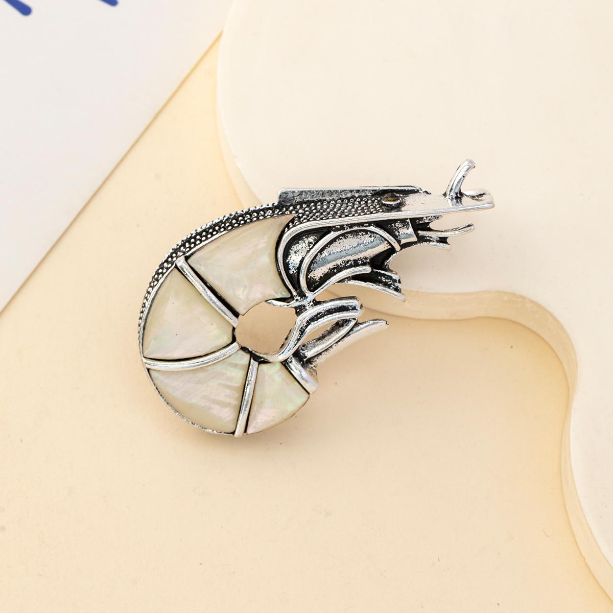 

1 шт. Брошь-подвеска в виде креветки из натуральной ракушки в средиземноморском стиле, уникальный дизайн двойного назначения, идеально подходит для самостоятельного изготовления ювелирных изделий или декора одежды, сумок, шляп и многого другого! 1Pc/27×52