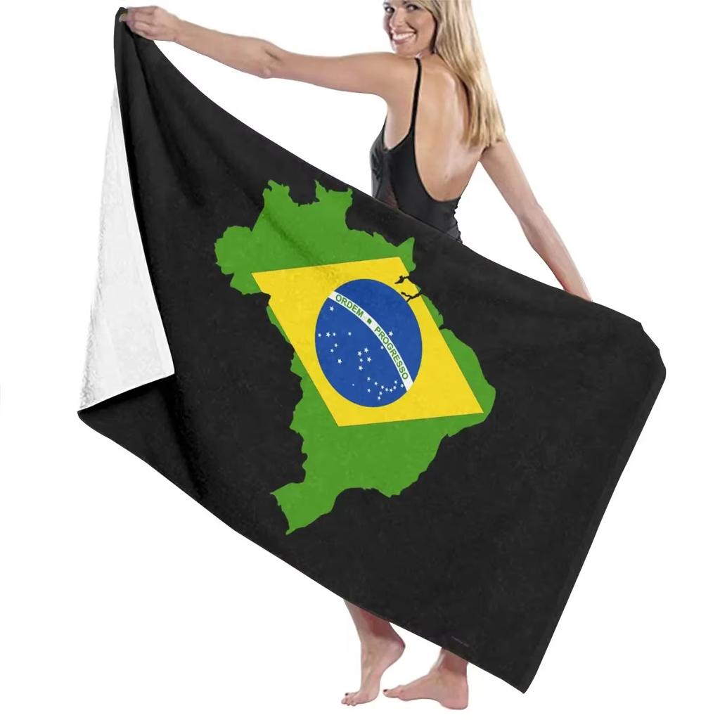 Brazil Flag Swimming Textile Towel Adult Absorbent Bath Towel Women Men Robes Super Soft Microfiber Fabric Comfortable Towel