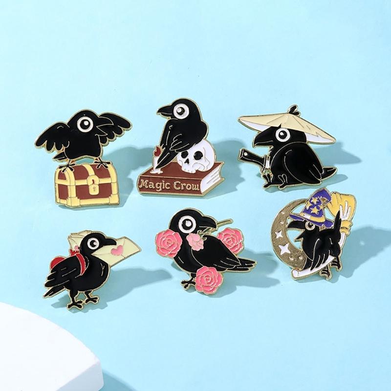 Unique Rhinestones Crow Brooch Pin Delicate Fashion Accessory for Clothings and Bags Decoration Casual Wear