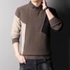 Herren-Pullover, Herbst und Winter, neuer lockerer, lässiger Trend, Farbblockierung, Rundhals-Oberteile, vielseitige, faule Strickwaren für Herren