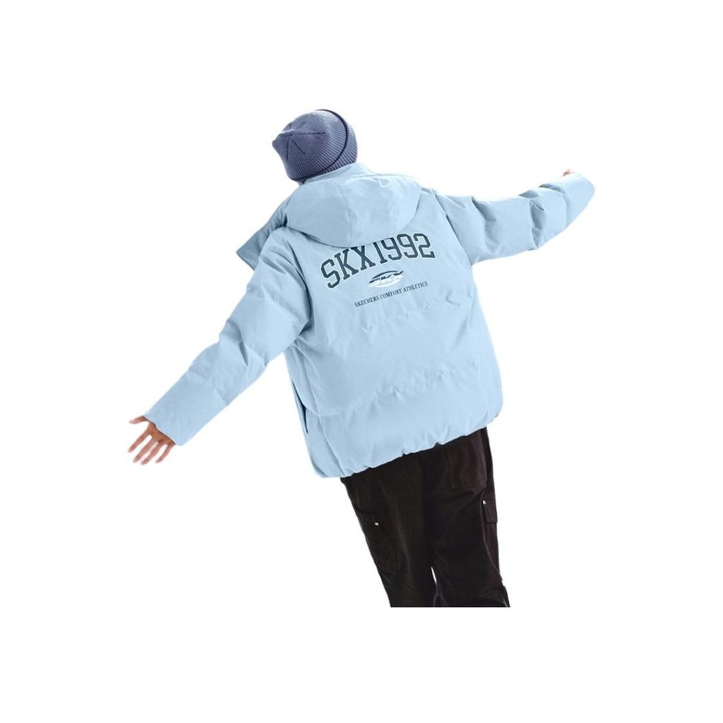 Skechers Skx Classic Sports Series Loose Comfortable Zipper Bread Down Jacket Unisex Outerwear Ashley-Blue P424U042-0216