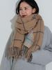 Beams Heart Women's Reversible Check Pattern Scarf, Beige/Free