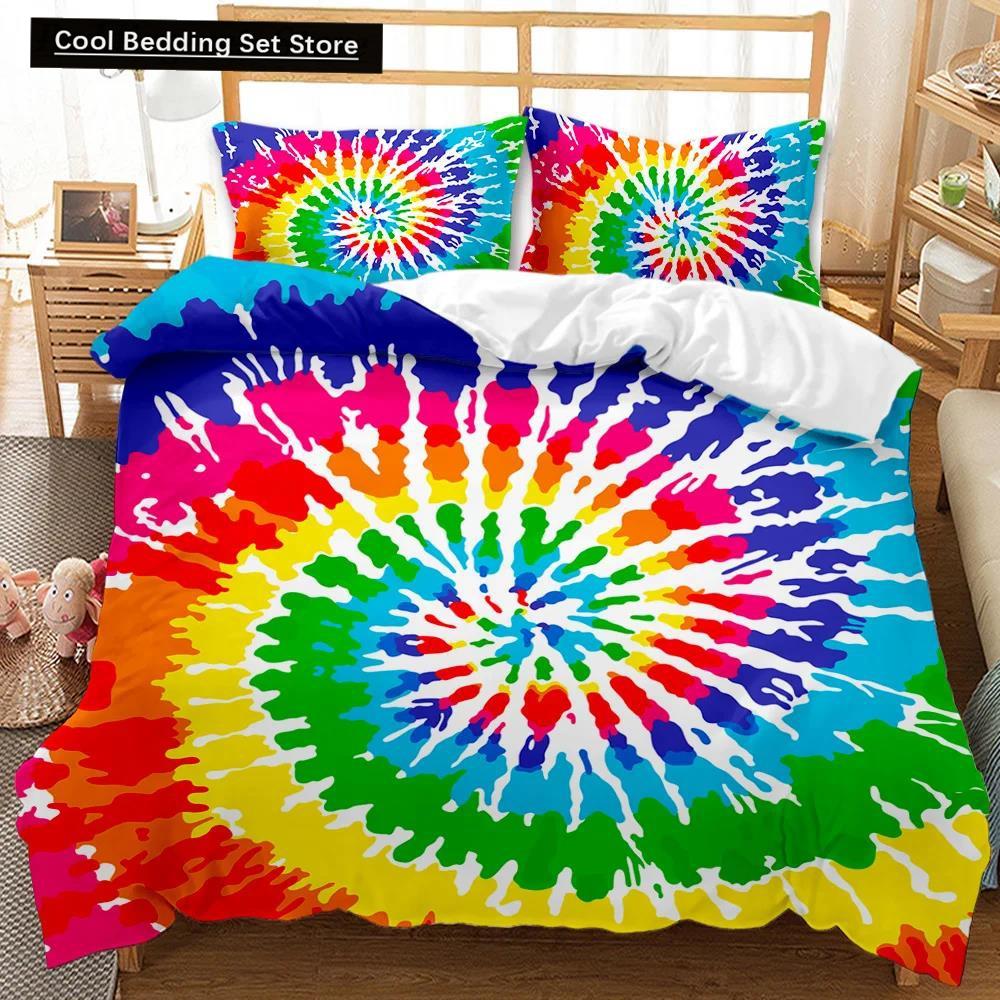 Boho Tie Dye Duvet Cover Set Hippie Bed Sets Blue Purple Colorful Twin Bedding Set Gypsy Queen King Size Polyester Qulit Cover