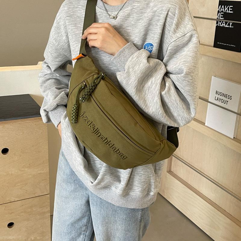 Canvas Mobile Phone Fanny Pack, Men'S And Women'S Breast Bag, Simple Student Small Backpack, Women'S Casual And Light Sports Messenger Bag, Men'S