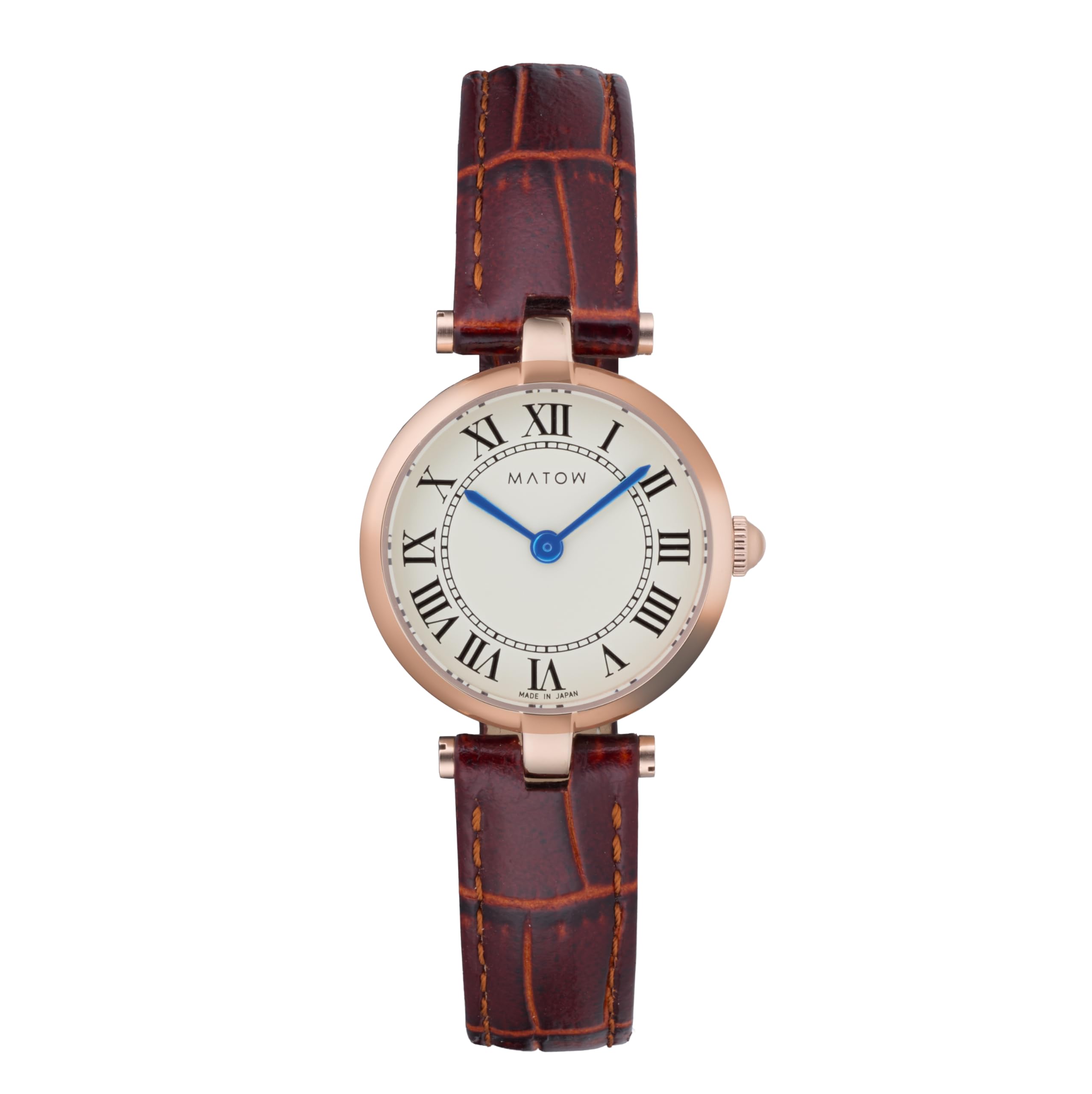 Authorized Dealer Matow Watch Aura Round Rose Gold Brown Leather mw008002 [MATOW] Women s
