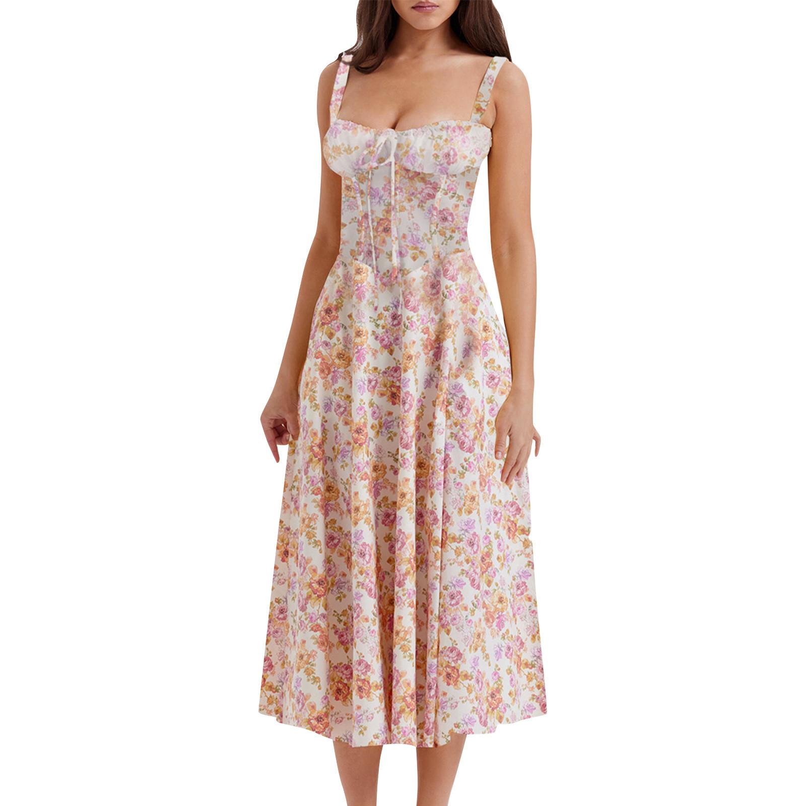 

Женское повседневное длинное платье с круглым вырезом и принтом, пляжное платье, платье для свадебного гостя, женское платье L светло-фиолетовый