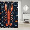 Lobster Pattern Waterproof Peva Fabric Shower Curtain Bathroom Decor Marine Sea Life Ocean Theme Waterproof Curtain With Hooks