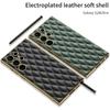 For Samsung Galaxy S24 Ultra Plus Case Luxury Electroplated Plain Leather Soft Silicone All Inclusive Shockproof Protection Case