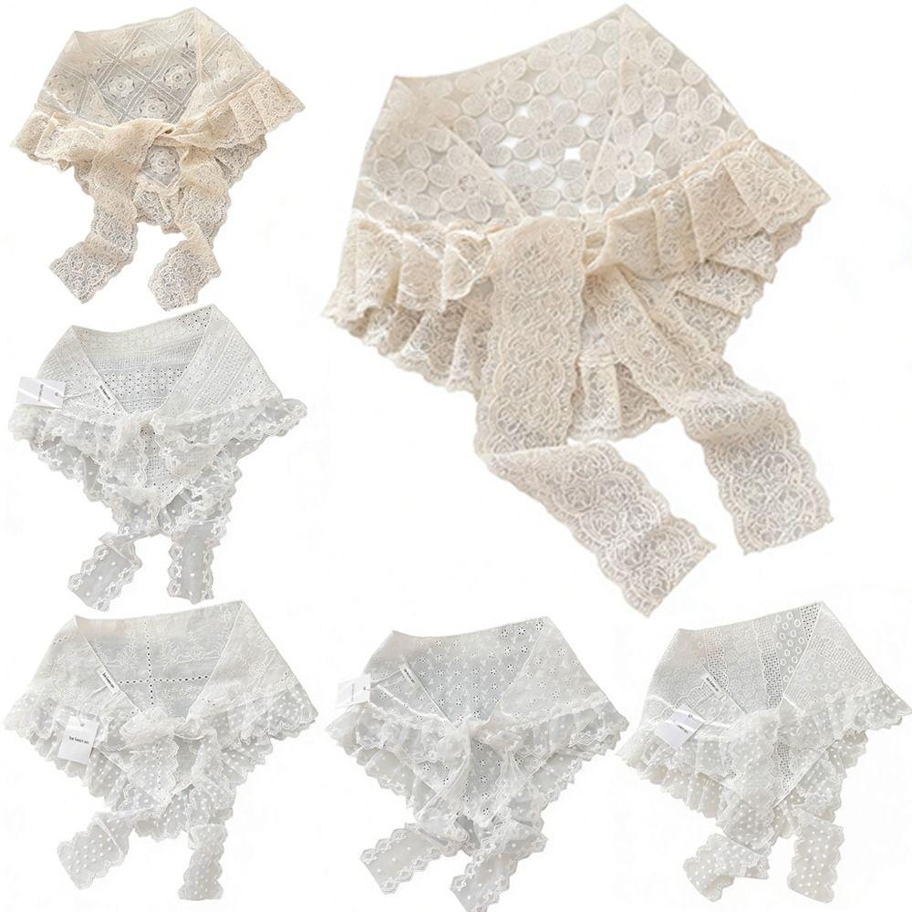 Y2K Streetwear Lace Flower Hair Scarf Embroidered Flower Hollow Out Skirt Jeans Decoration