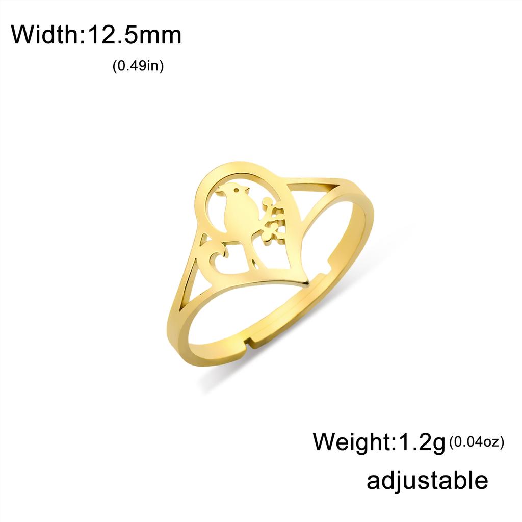 Cazador Adjustable Bird Rings for Women Stainless Steel Cute Animal Open Rings Jewelry Birthday Mother's Day Gift 2026