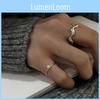 Stylish Geometric Wave Open Ring For Women With Adjustable Copper Design And Pearl Accent