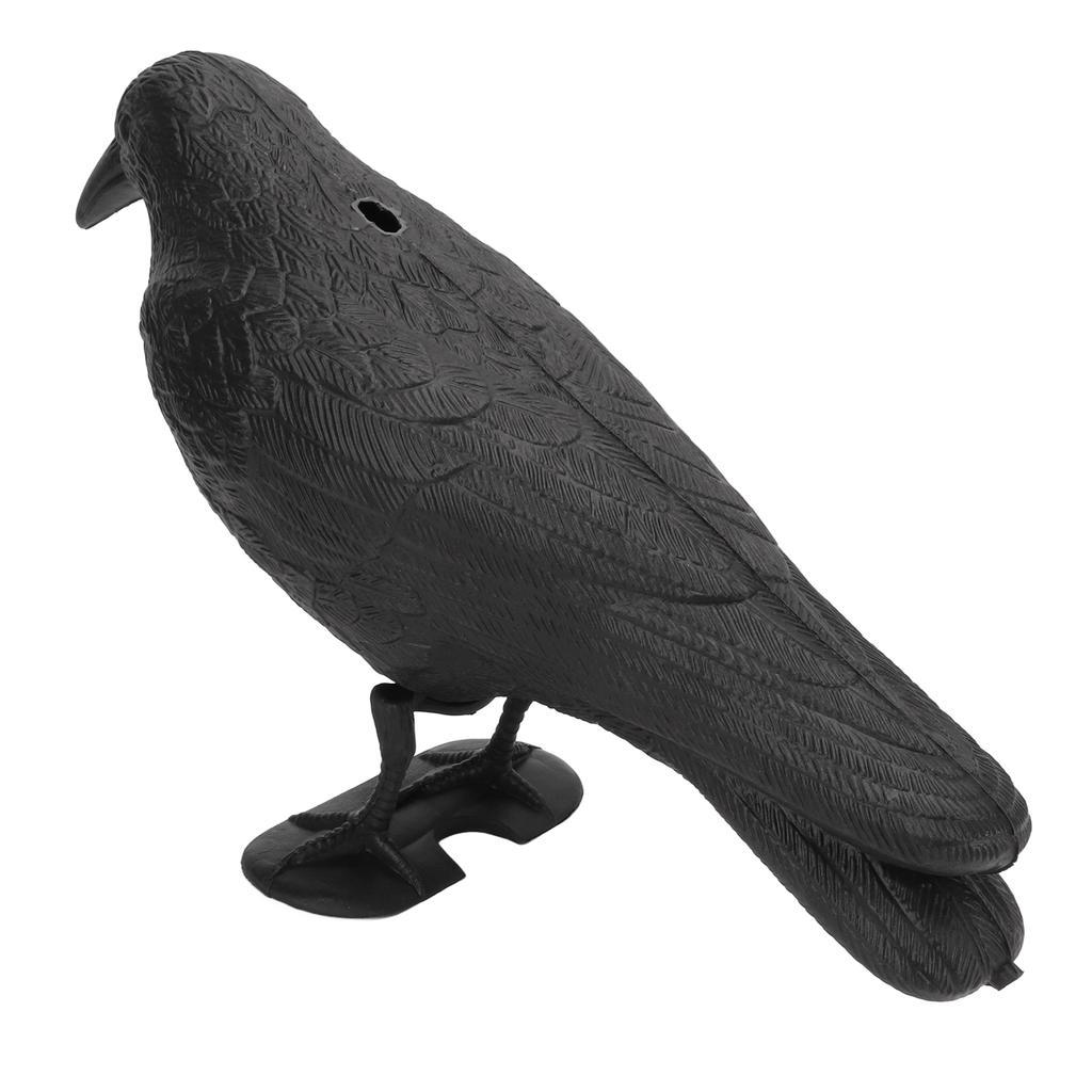 Crow Decoy PE Black Simulation Courtyard Decoration with Pole for Attracting Hunting Scaring Birds