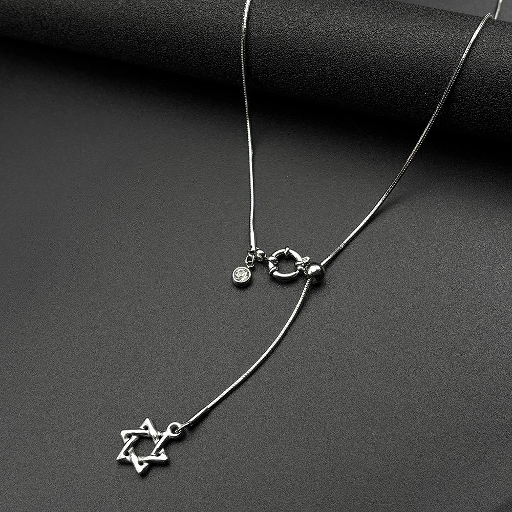 Israel Hexagram Je Magen David Pendant Necklace for Women Men Stainless Steel Star of David Adjustable Chain Jewelry Gift
