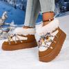Fashion Fluffy Platform Snow Boots Women Winter 2025 String Bead Decor Faux Fur Cotton Shoes Woman Thick Plush Warm Ankle Boots